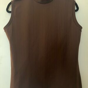 Brown Sleeveless Ribbed Top
